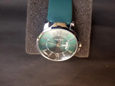Matrix Antique Day &amp;amp; Date Analog Watch with soft silicone strap Stock Photos