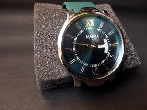 Matrix Antique Day &amp;amp; Date Analog Watch with soft silicone strap Stock Photos