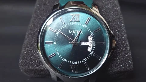 Matrix Antique Day, Date Analog Watch with soft silicone strap Stock Footage 314913007