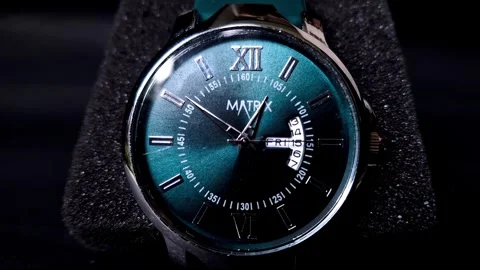 Matrix Antique Day, Date Analog Watch with soft silicone strap Stock Footage 314913022