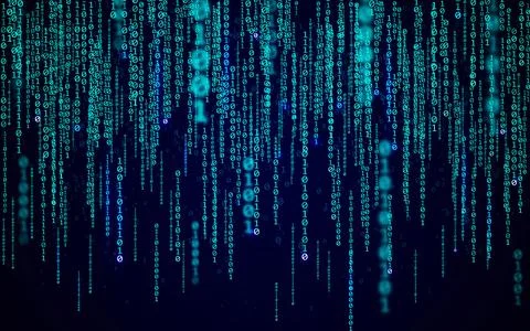Matrix background. Binary code with random numbers. Modern technology wallpap Stock Illustration