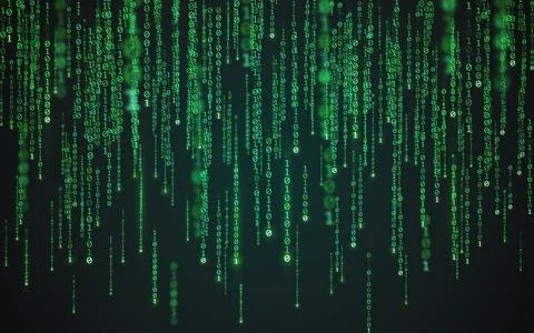 Matrix background. Binary code texture. Falling green numbers. Data Stock Illustration