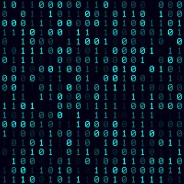Matrix background. Cyan filled binary background. Small sized seamless patt.. Stockillustratie