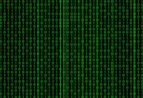 Matrix background with green binary code digits. Stockillustratie