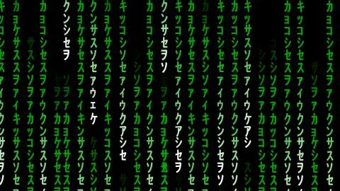Matrix background with green characters Illustration