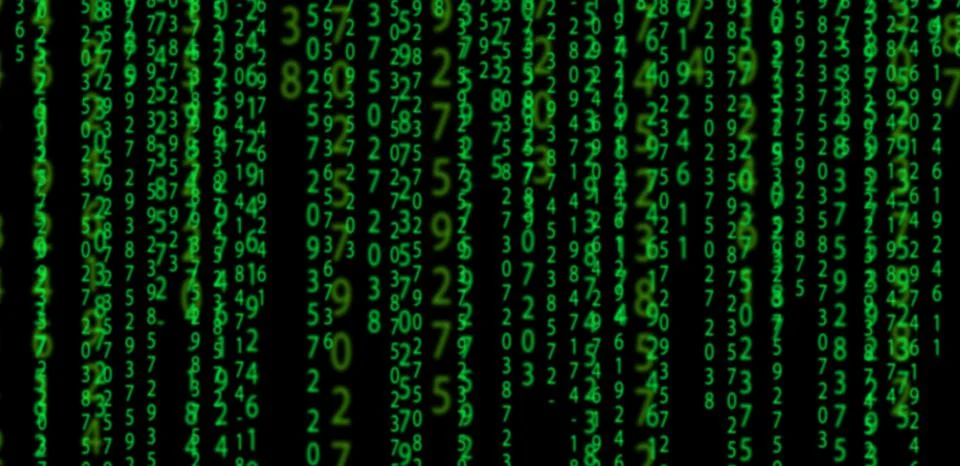 Matrix background. Green data code abstract numbers on black background Stock Illustration