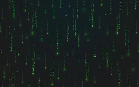 Matrix background. Green stream of digits. Abstract running binary code. Fall Stock Illustration