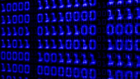 Matrix background, neon digital rain on monitor,Glowing digits and alphabet Stock Footage 283982102