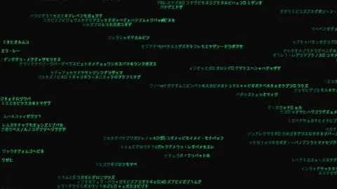 Matrix background. Right to left code on dark backdrop. Running random Japanese. 스톡 동영상 251944989