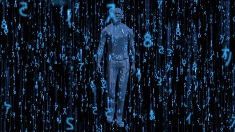 Matrix BG Walk Blue Stock-Footage 166509743