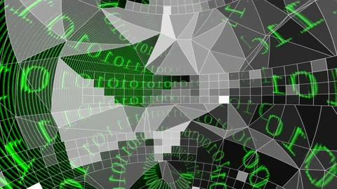 Matrix Binary code and geometric shapes Stock Footage 117609724