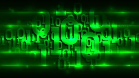 Matrix binary code on dark green background, digital code in abstract cyberspace Stock Illustration