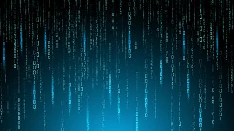 Matrix binary code. Digits encryption. One and zero numbers. Random falling data Stock Illustration