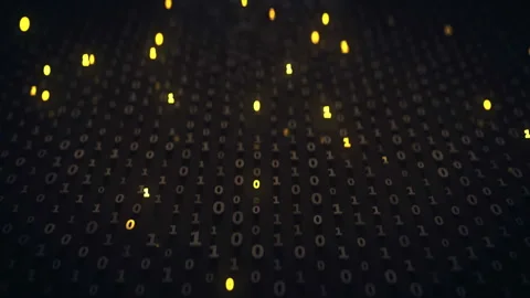 Matrix of binary code with illuminating symbols loopable 3D render animation Stock Footage 114346738