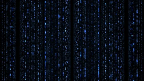 Matrix of binary code rain blue Stock Footage