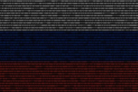 Matrix binary code of zeros and ones in russia flag colors. Concept of comput Stock Illustration