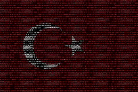 Matrix binary code of zeros and ones in turkey flag colors. Concept of comput Stock Illustration