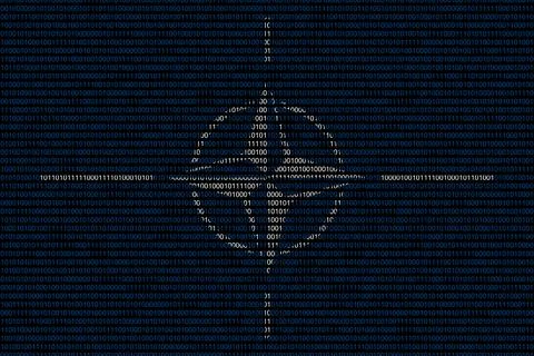 Matrix binary code of zeros and ones in nato flag colors. Concept of computer Stock Illustration