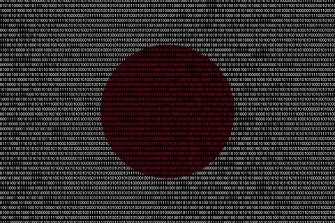 Matrix binary code of zeros and ones in japan flag colors. Concept of compute Stock Illustration