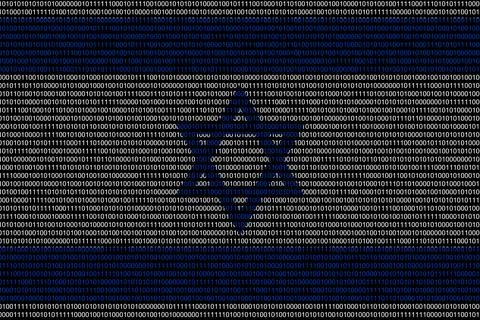 Matrix binary code of zeros and ones in israil flag colors. Concept of comput Stock Illustration