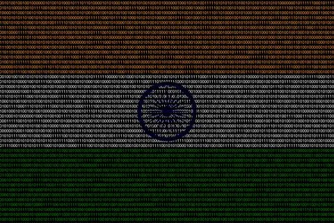 Matrix binary code of zeros and ones in india flag colors. Concept of compute Stock Illustration