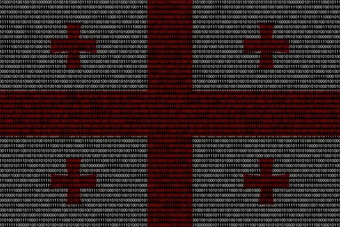 Matrix binary code of zeros and ones in georgia flag colors. Concept of compu Stock Illustration