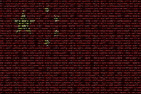 Matrix binary code of zeros and ones in china flag colors. Concept of compute Stock Illustration