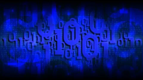 Matrix blue background binary code, shadow digital code in abstract cyberspace Stockillustratie