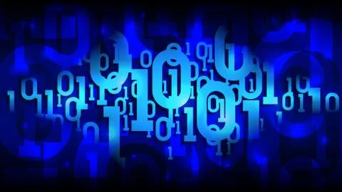 Matrix blue background with binary code, cyberspace, cloud of big data Stock Illustration