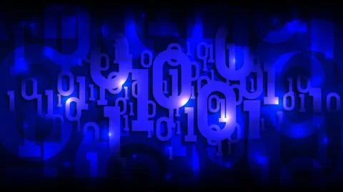 Matrix blue background with binary code, digital code in abstract cyberspace Stock Illustration