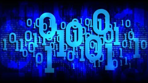 Matrix blue background with binary code, digital code in abstract cyberspace Stockillustratie
