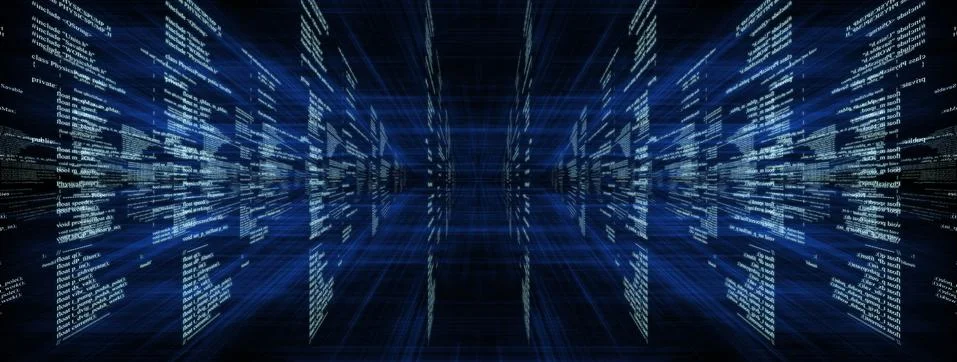 Matrix on blue with rays Stock Illustration