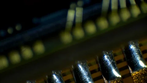 Matrix from the camera with the contacts under a microscope Stock Footage 84819530