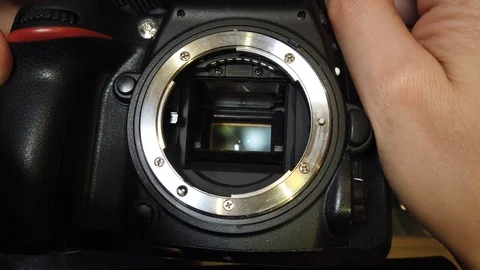 Matrix of the camera. The shutter of the camera is working Stock Footage 114484100