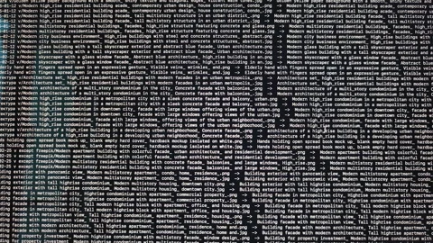 Matrix of characters in data stream, monospace symbols. Cyber hacker code f.. Stock Footage 347801714