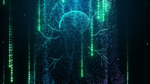 Matrix Code Digital Head AI Animation Vídeo Stock 331548789
