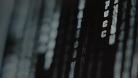 Matrix Code, falling letters on screen, macro view Stock Footage 292448345