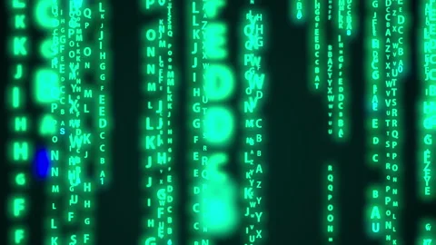 Matrix code program screen particle animation Video stock 150142306