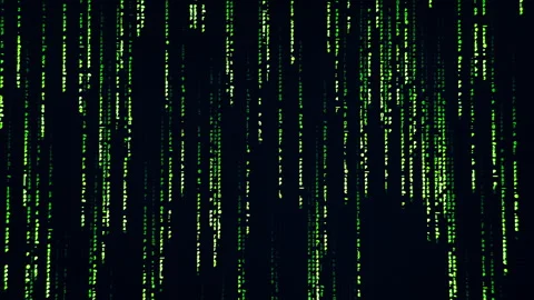 Matrix Code Rain Background, Green Digits Glow and Falling on Screen Stock Footage 263717848