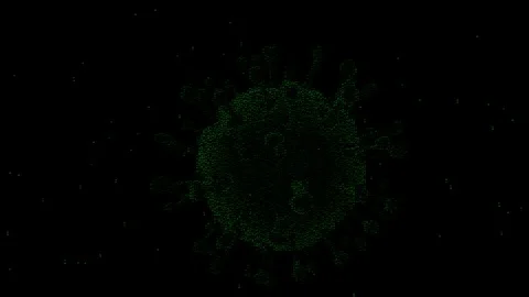 Matrix code in the shape of virus particle with dark background Stock Footage 129997396