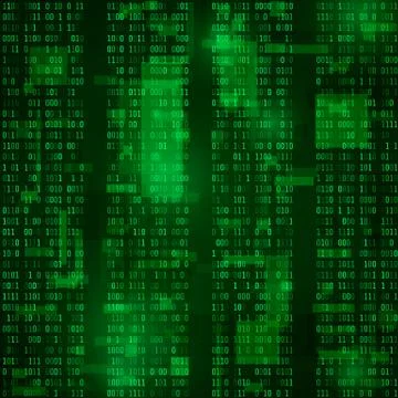 Matrix. coded bitstreams. green vector background Illustrazione stock