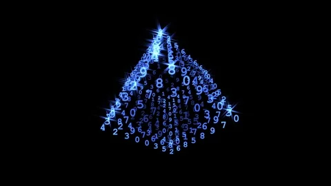 Matrix Cube - Sparkling Blue - Rotation Loop Stock Footage 124654097
