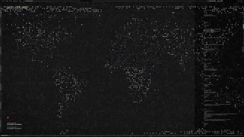 Matrix Data In Computer Program Creates Digital Territory Of World Map Stock Footage 279220588