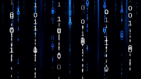Matrix Data Fall Binary Effect - Blue &amp; White Stock Footage 67648154