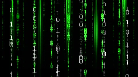 Matrix Data Fall Binary Effect - Green &amp; White Stock Footage 67648467