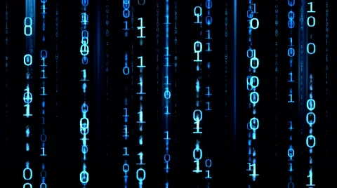 Matrix Data Fall Binary Effect - Blue Video stock 67648636