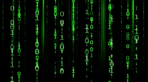 Matrix Data Fall Binary Effect - Green Stock Footage 67648757