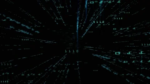 Matrix of data travels at speed in cyberspace animation Stock Footage 237431571