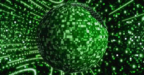 Matrix Digital binary background with rotating Planet earth. animation for ne 库存插图