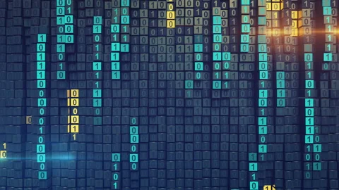 Matrix of digital binary computer code seamless loop 3D render animation Stock Footage 120380691
